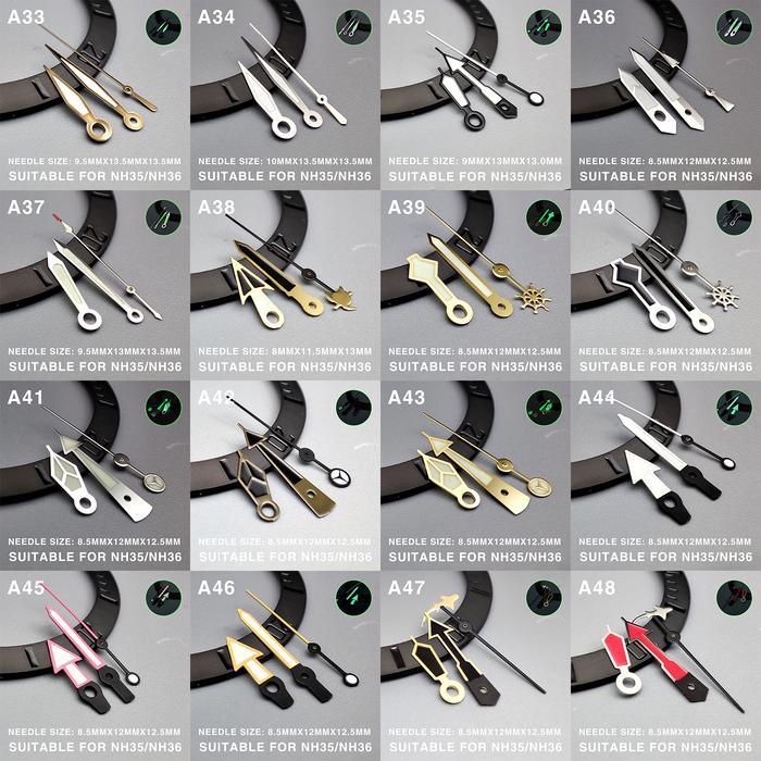 Seiko Mod Hands A33 - A48 Lumed For NH35/7S/4R