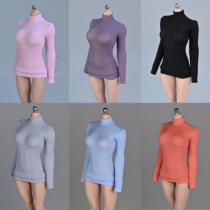In Stock TBLeague 1/6 Female White Turtleneck Sweater Orange High Collar Sweater Dress Clothes Fit 1