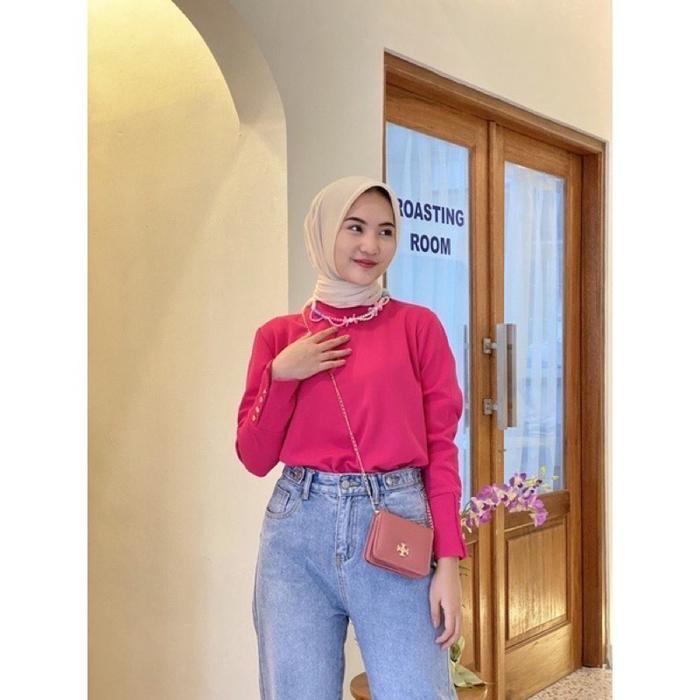 Kaos Rib Knitted Gani Top Kancing Ditanngan Blouse Rajut Grosir Pgmta Jakarta Murah Manset Inara New