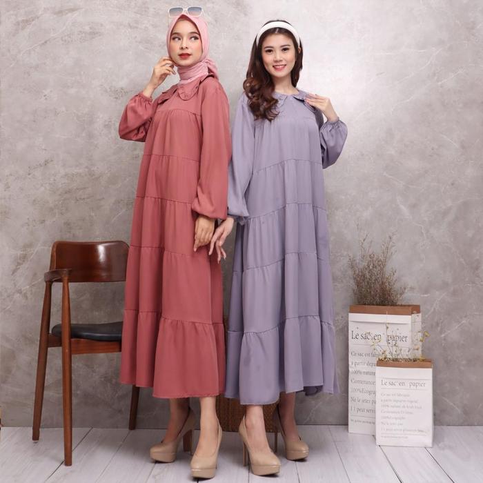 Liana Midi Dress Shakila Long Tunik All Size Fit Xxl Jumbo Bumil Hian New