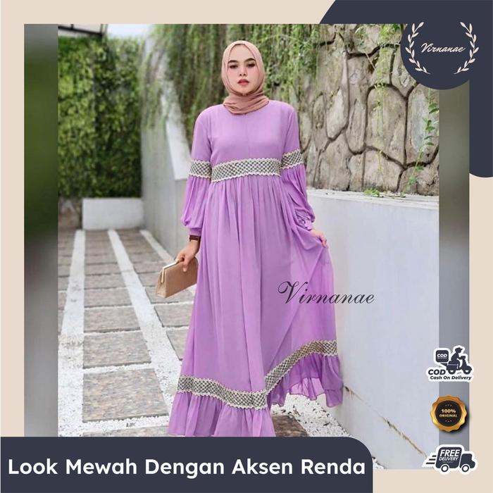 Fashion Muslimah Gamis Wanita Kekinian Danik Maxi Dress Pesta Bahan Ceruty Baby Doll Ld 110 By Virna