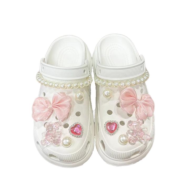 Jibbitz Crocs Set Charms Rantai Pita Pink Aksesoris Pin Sandal Baim Sandal Baim