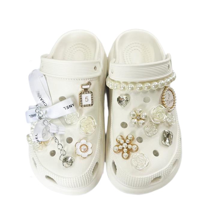 Jibbitz Crocs Charms Set Model Pita Rantai bros permata Manik Manik Aksesoris Pin Diy Sandal Baim