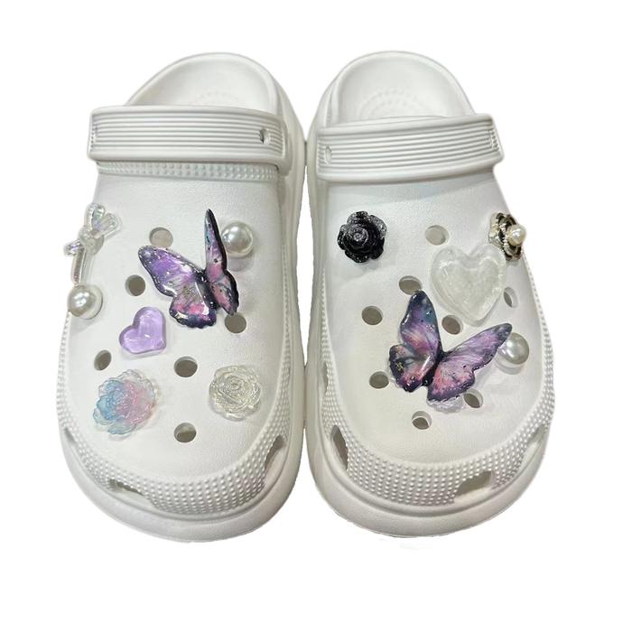Jibbitz Crocs Charms Set Model Pita Rantai Kupu Kupu Aksesoris Pin Diy Sandal Baim