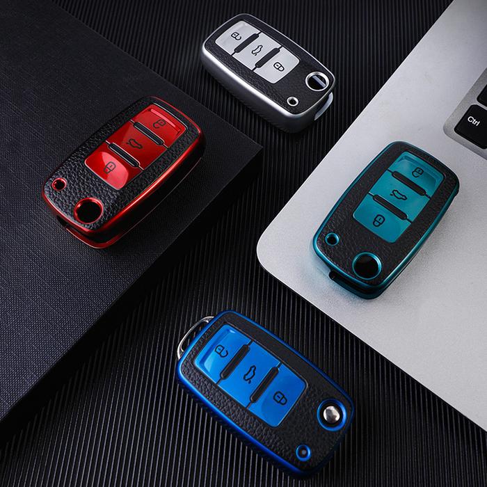 AKSESORIS MOTOR TPU Car Key Case Cover for VW Polo Jetta Tiguan Passat Golf Beetle Scirocco Skoda Oc