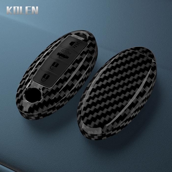 AKSESORIS MOTOR ABS Carbon Fiber Car Key Case Cover For Nissan Qashqai X-Trail T32 T31 Juke J10 J11 