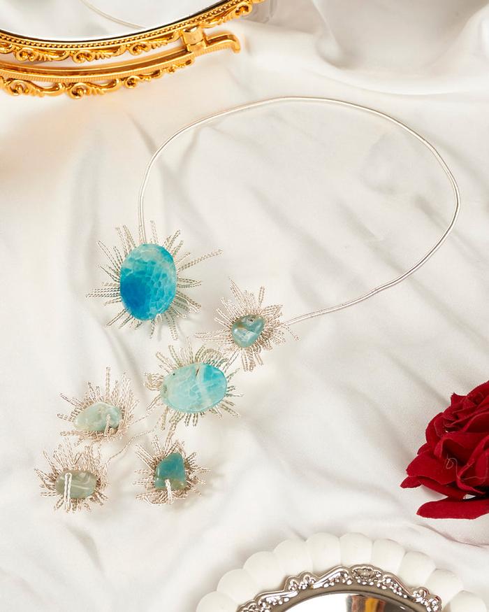 Coraline Blue Silver Necklace
