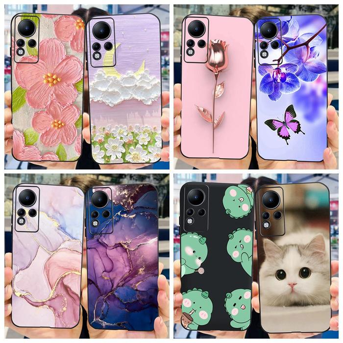 For Infinix Note 11 X663 Case Stylish Flower Marble Funda Soft Black TPU Phone Cover For Infinix Not