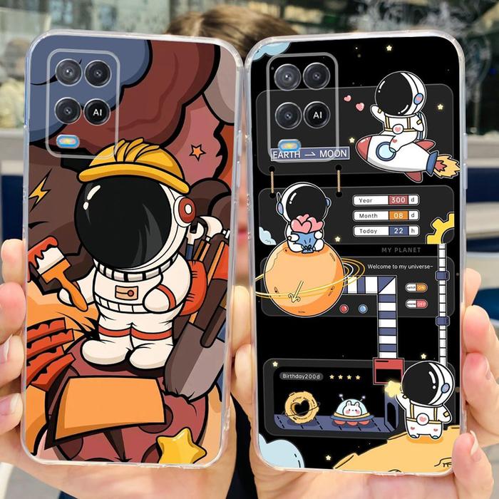 Cute Astronaut Case For Oppo A54 Cover CPH2239 Silicone Phone Cases Astronaut Fundas For OPPO A54 5G