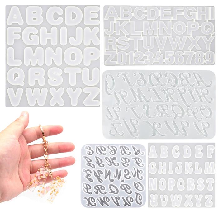 CETAKAN RESIN Keychain Alphabet Silicone Mold DIY Letter Number Epoxy Resin Mold Keychain Earring Pe