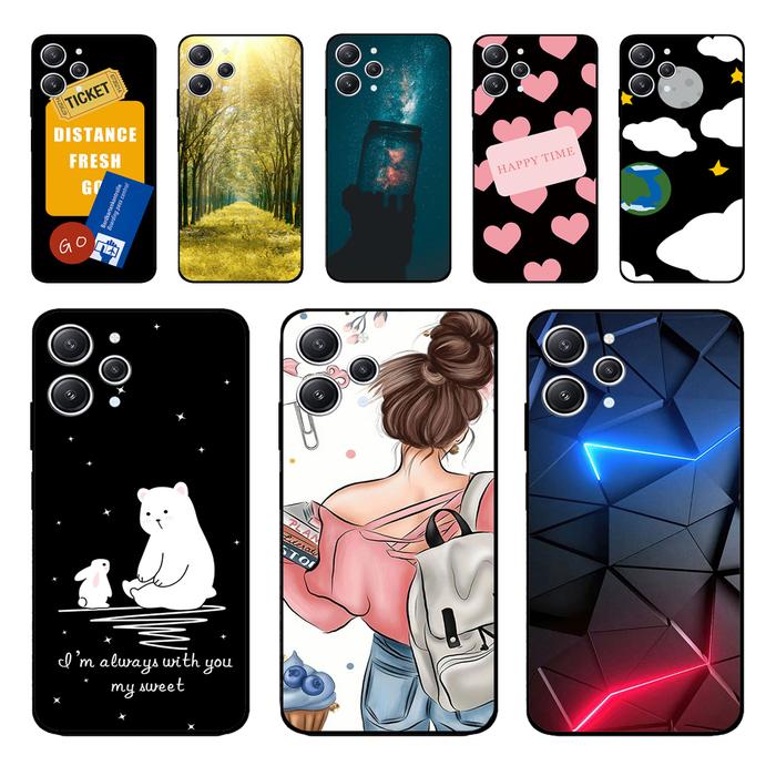 For Redmi 12 Case For Xiaomi Redmi 12 2023 Soft Silicone Back Cover Flower TPU Case For Xiomi Redmi