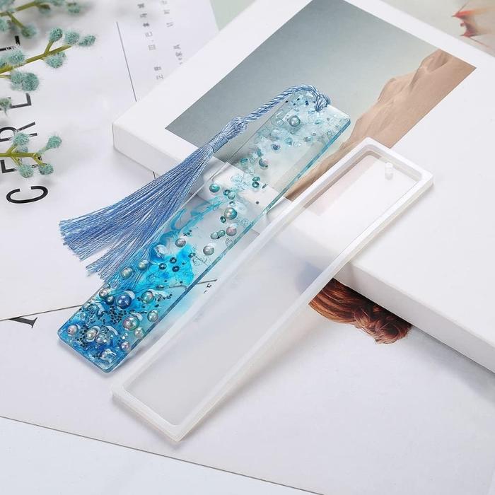 CETAKAN RESIN DIY Rectangle Silicone Bookmark Resin Mold Bookmark Mold Making Epoxy Resin Jewelry Cr