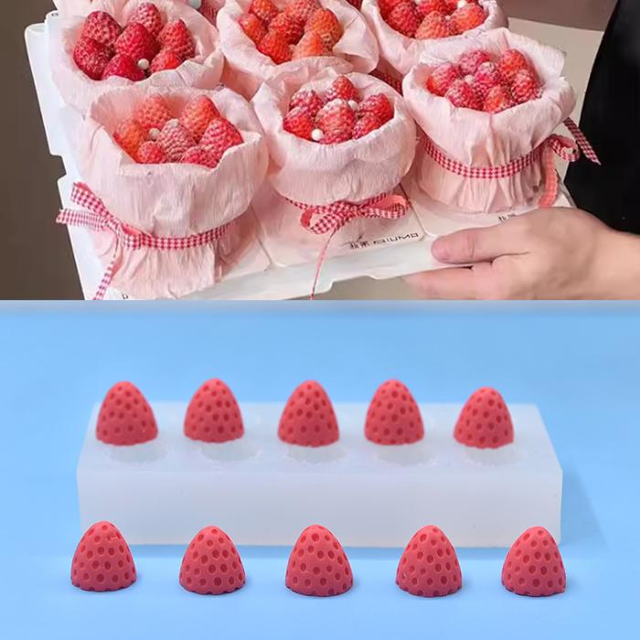 CETAKAN RESIN 3D Strawberry Silicone Molds Pastry,Birthday Cake Edible Baking Molds,Children's Party