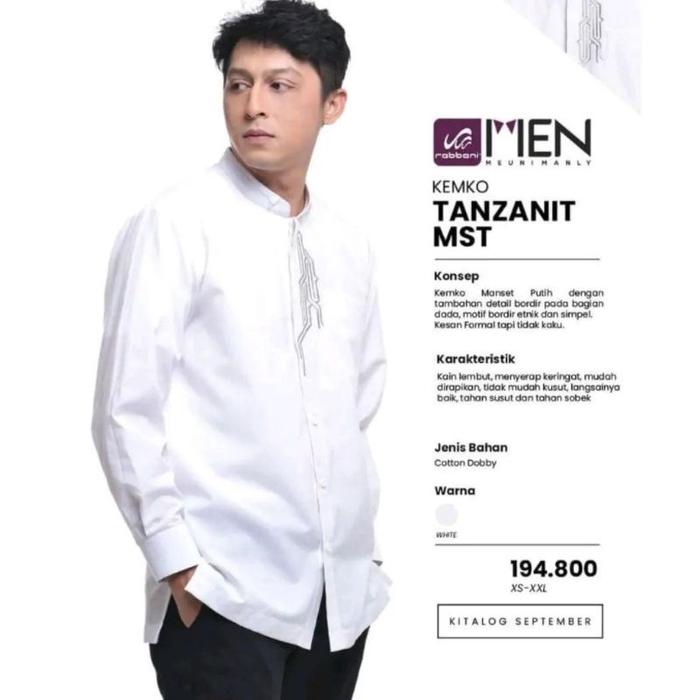 Baju Koko Lengan Panjang - Baju Koko Putih - Baju Koko Dewasa - Kemko Rabbani - Kemko Tanzanit Mst