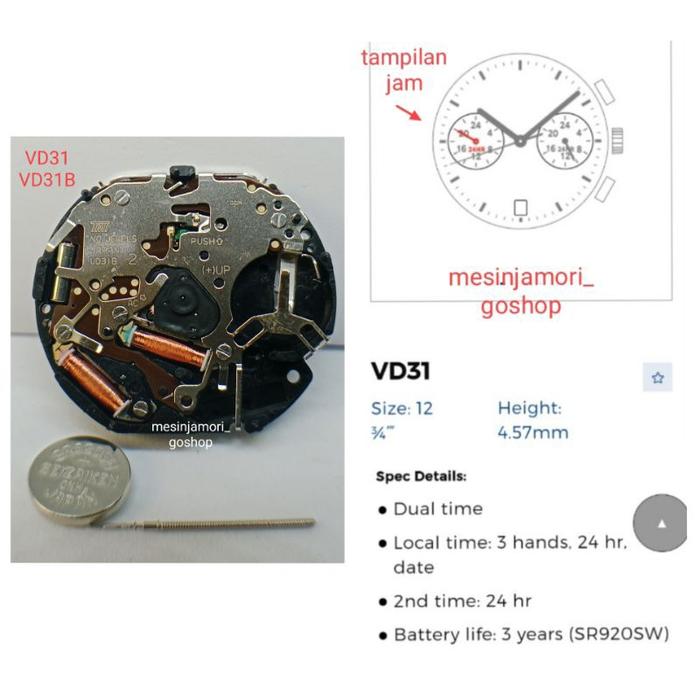 mesin jam VD31 VD31B VD32 VD32B VD33 VD33B original