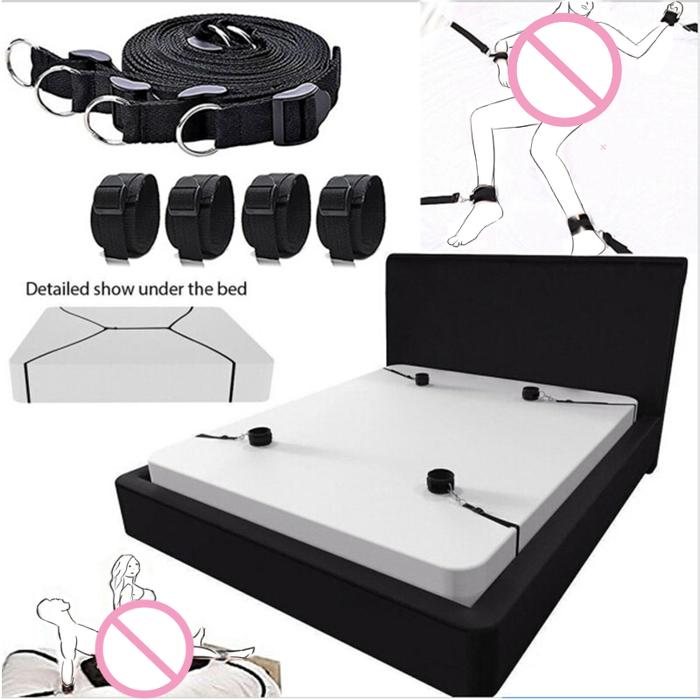 DASI Erotic Bondage Bed Games Adult Sex Products BDSM Sex Bondage Set Women Handcuffs Ankle Cuff Res