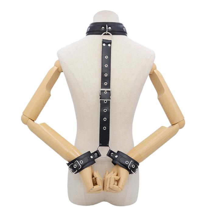 DASI PU Leather Behind Back Hand Cuff SM Collar BDSM Bondage Restraints Slave Training Hand Binding
