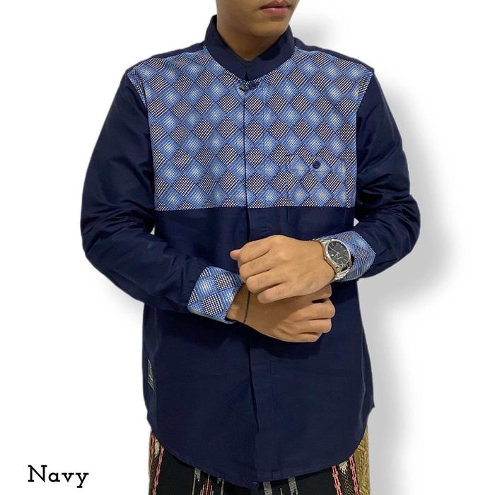 Kemko Kemeja Koko Dewasa Lengan Panjang Motif Print Erkape 003