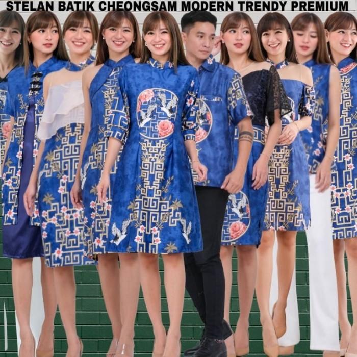 BATIK COUPLE SET IMLEK BAJU CHEONGSAM QIPAO LAMARAN SANGJIT PREMIUM EFREMI SATIN PRINTING