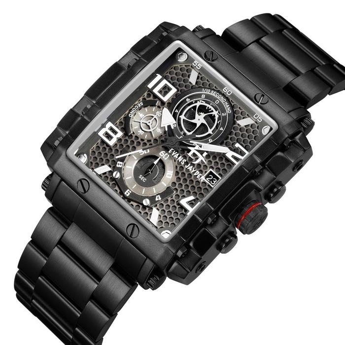 Evans Jayden 9557 Original Jam Tangan Pria Rantai Stainless Steel Chronograph Kaca Sapphire Water Re