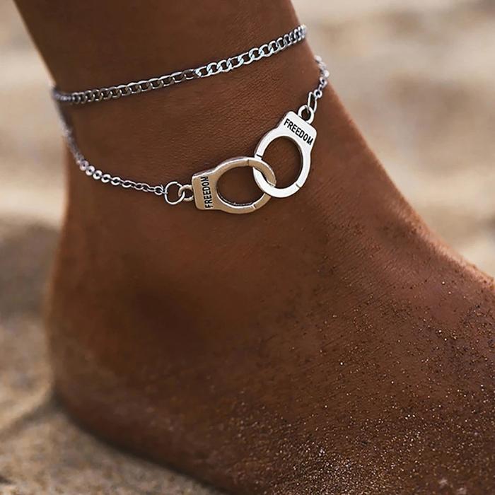 NEW Cool y2k Freedom Handcuffs Beach Anklets for Men and Women Popular Sandbeach Ankle Bracelet Foot