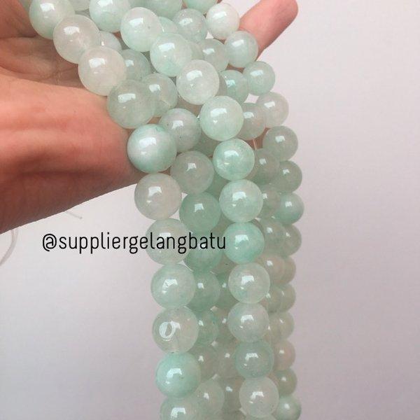 Renceng Batu Giok Cina 12Mm Bahan Natural Akik Hijau Muda Premium Bead Stone Jewellry Ijo Sulaiman A
