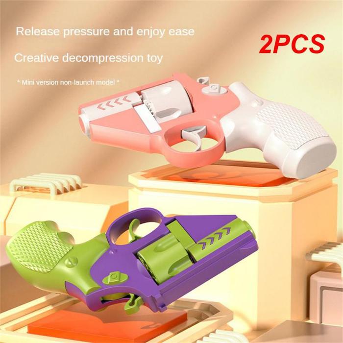 2PCS Revolver Toy Gun Revolver For Rotation Toy Gun Childrens Gyro Gun Spinning Top Novelty Toys Out