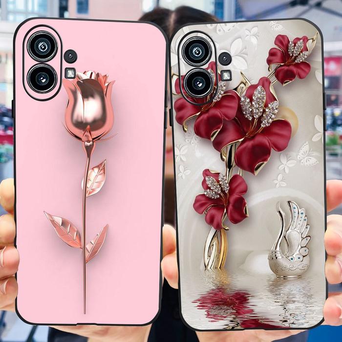 For Nothing Phone (1) Case Nothing Phone1 Elegant Printing Soft Silicon Black TPU Cover For Nothing