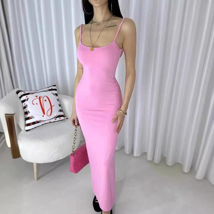 New Women's Europe and the United States halter dress female U-neck high-waisted tight package hip l