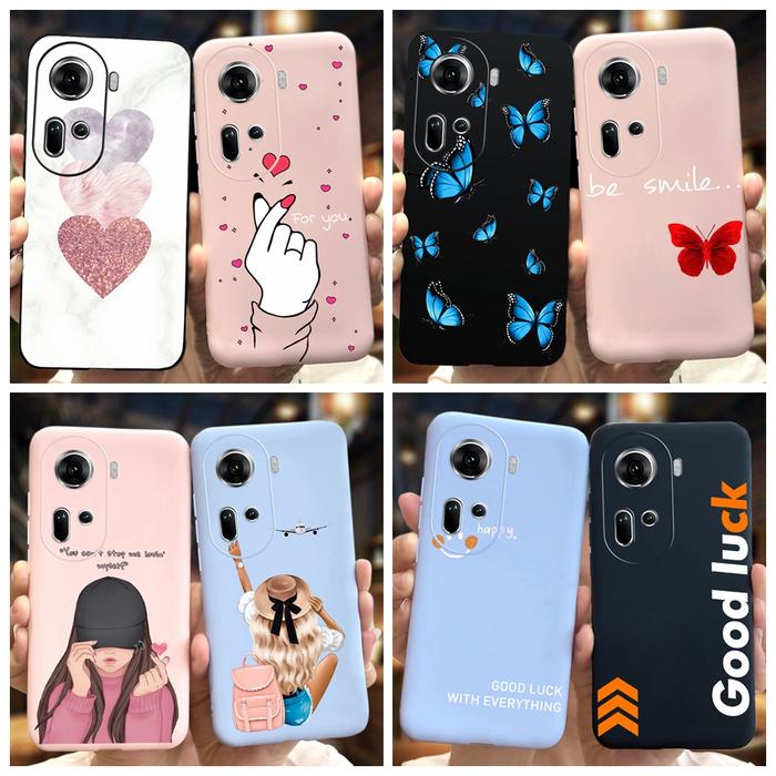 For OPPO Reno11 Pro 5G Case CPH2607 Cute Love Heart Girls Back Phone Cover For OPPO Reno 11 2024 CPH
