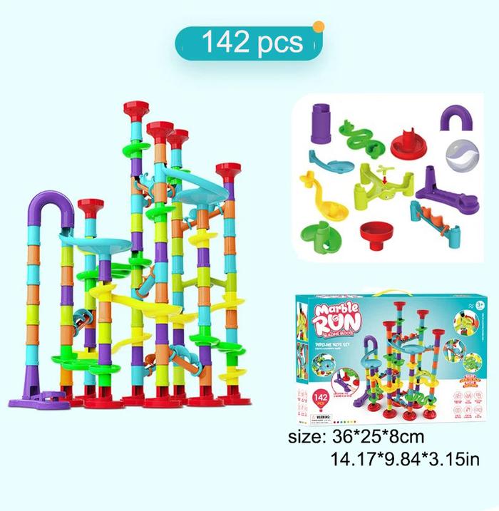 142pcs Marble Run Building Blocks For Kids Marble Race Run Blocks Track Building Blocks DIY Building
