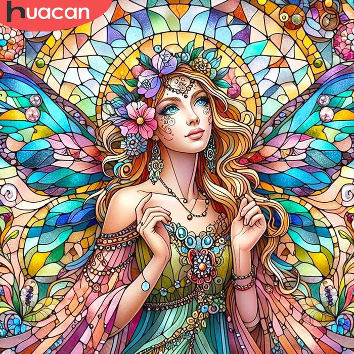 HUACAN Diamond Painting Girl Full Square Round Diamond Mosaic Portrait Art Home Decoration Craft Kit