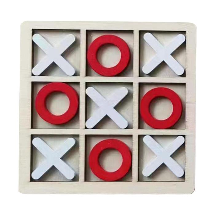 Tic TAC Toe Wooden Board Game XO Table Toy Classic Handmade XO Chess Board Game Noughts and Crosses