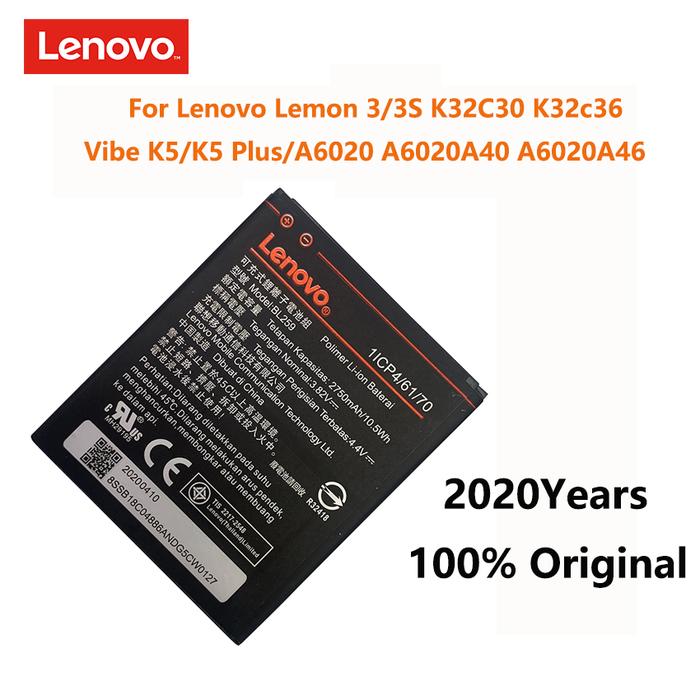 100% Original New BL259 2750mAh Battery For Lenovo Vibe K5 /  Plus A6020 A6020A40 A6020A46 Lemon 3 3