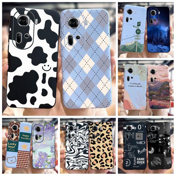 For OPPO Reno11 Pro 5G Case 2024 Cute Fashion Cow Flower Slim Soft Silicone Phone Case For OPPO Reno