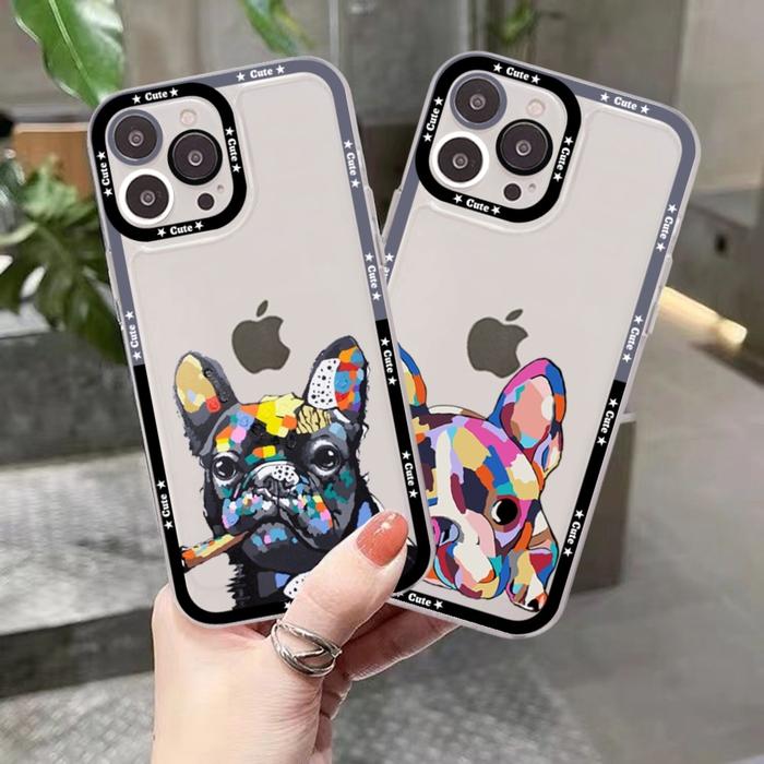 Pug Dog French Bulldog Phone Case For iPhone 15 14 13 12 11 Pro Max Mini X Xs XR Transparent Case