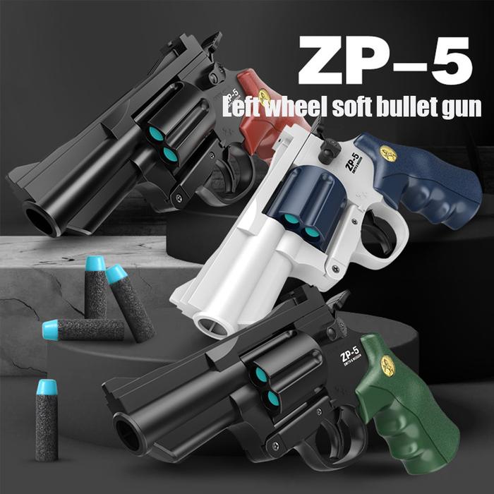 ZP5 357 Revolver Launcher Continuous Shooting Gun Soft Bullet Smell Toy Outdoor CS Weapon for Kids A
