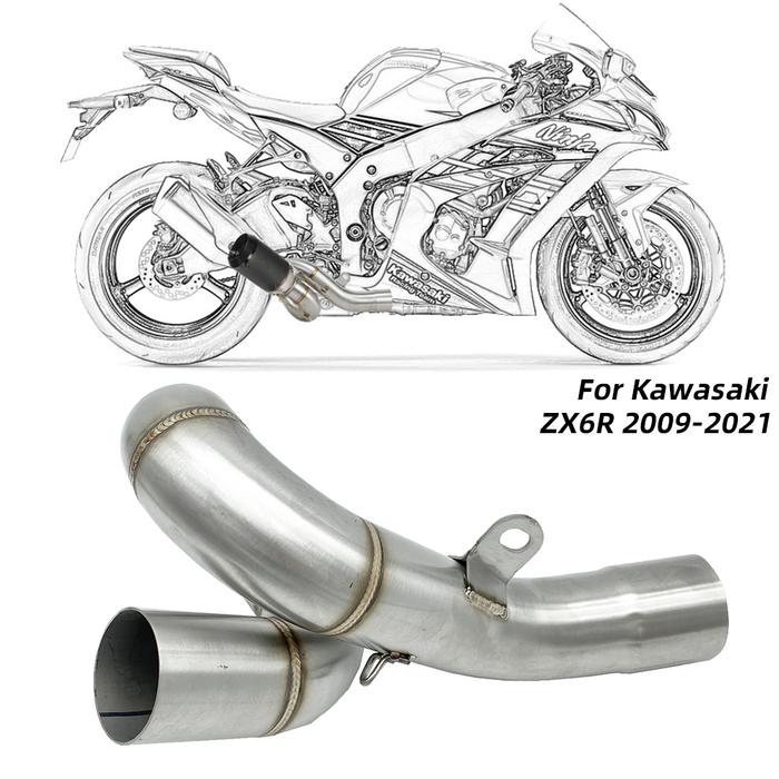 REALZION 51mm Motorcycle Exhaust Muffler Middle Link Pipe Slip-on Escape For Kawasaki ZX6R ZX636 ZX 