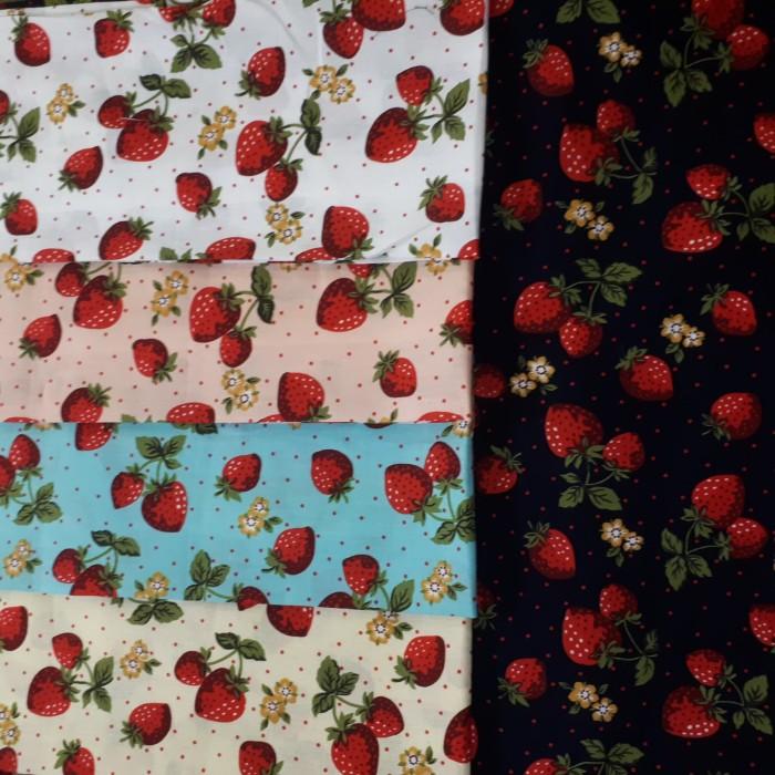 Happy! Kain Katun Jepang Meteran Ori Motif Strawberry