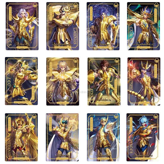 12pcs/set Original Saint Seiya 30th Anniversary Limited Shining Card Exclusive Gold Saint Figure Car