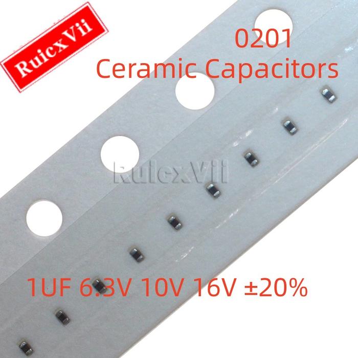 (100pcs) 0201 1UF 6.3V 10V 16V ±20% 105M X5R SMD Ceramic Capacitors