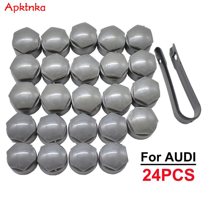 24x25mm Gray Vehicle Wheel Nuts Bolts Head Cover Caps Protective Car Exterior Decoration Wheel Hub G