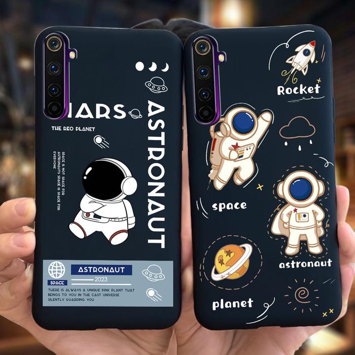 For Realme 6 6S Case RMX2001 RMX2002 Cover Cute Astronaut Shockproof Silicone Soft Phone Case For Re