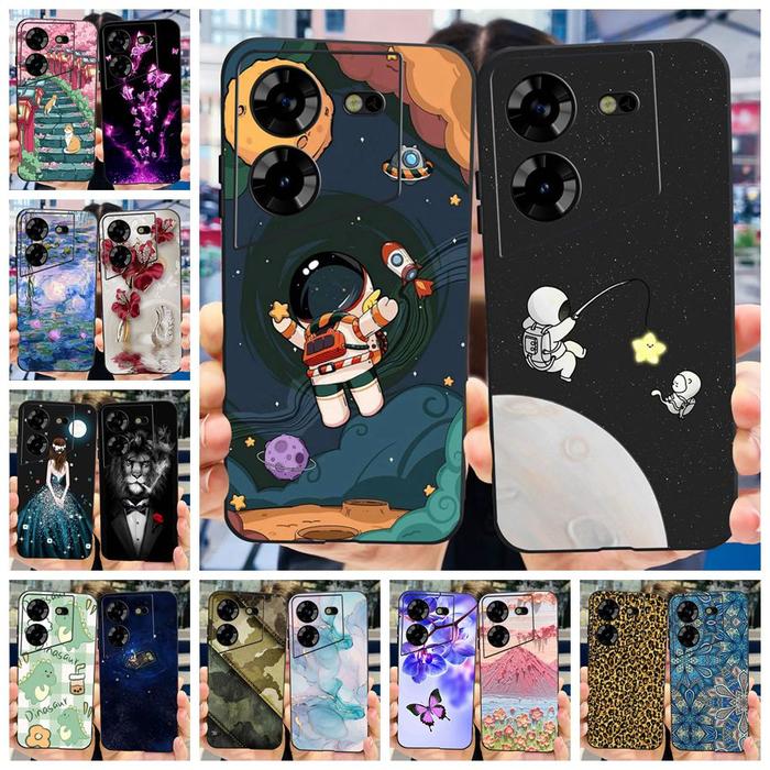 For Tecno Pova 5 Case Fashion Astronaut Black Silicone Soft TPU Phone Cover For Tecno Pova 5 4G Fund
