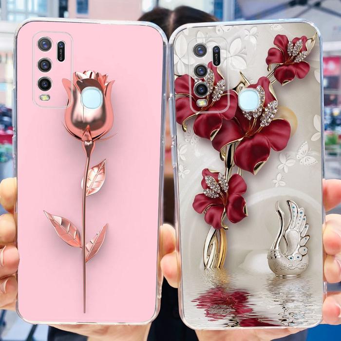 For Vivo Y30 Y30i Y50 Phone Case Vivo Y50 Y30i Y30 4G 1938 1935 Elegant Printing Soft Silicone Clear
