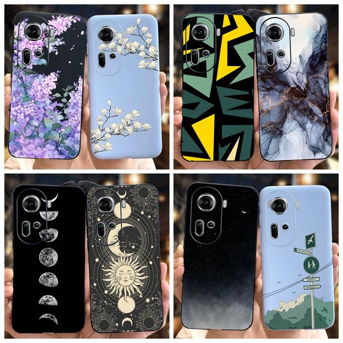 For Oppo Reno 11 5G Case CPH2599 Stylish Flower Silicone Soft Capa Shockproof Cover For Oppo Reno 11