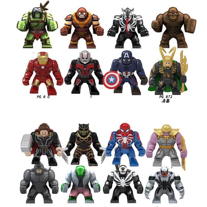 Marvel Super Heroes Building Blocks 7.5CM Action Figures Hulk Spiderman Deadpool Iron ManThanos DC B