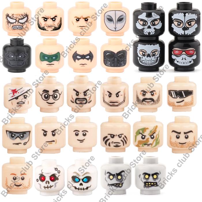 MOC Figure Expression Building Blocks WW2 Military Soldiers Injured Emotions Halloween Skull Face Ac