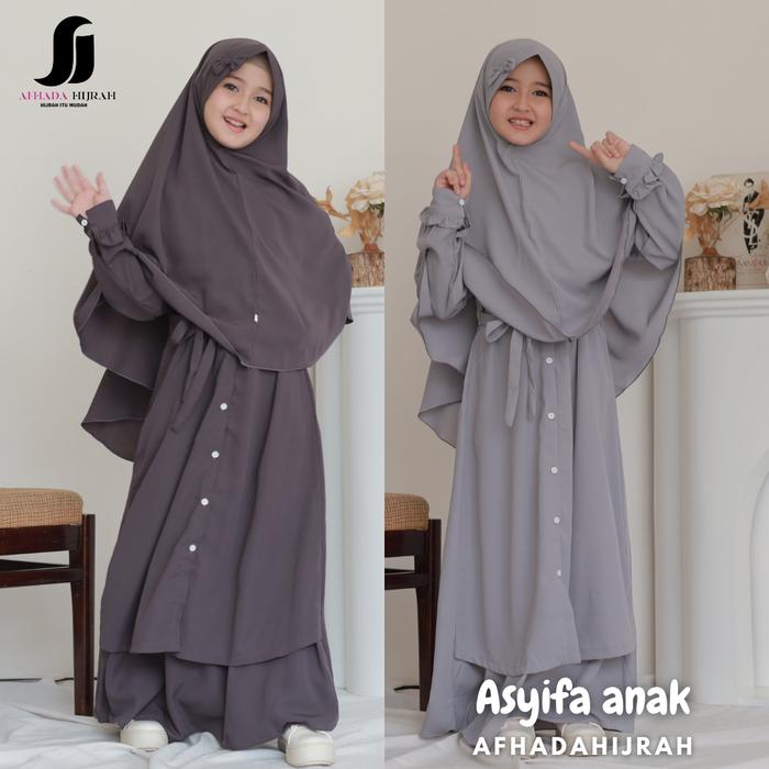 Gamis Anak Perempuan Set Hijab Cadar Asyifa Baju Dan Jilbab Instan Syari Free Niqab