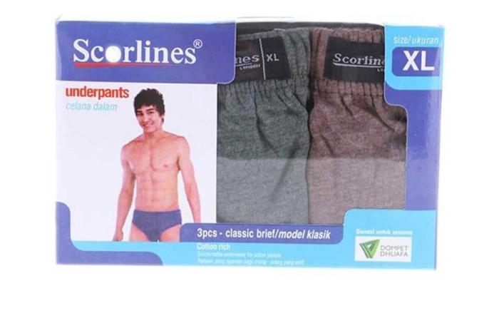 Scorlines Celana Dalam Pria M.L.Xl 3Pcs